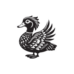 A cute vector illustration of a duck, ideal for nature-themed designs, educational materials, and projects related to wildlife and animal illustrations. Perfect for use in various creative projects.