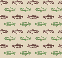 Trout Vector, Fish Vector, Trout Outline, Trout Fishing, Fish Pattern, Fish Seamless Pattern, Trout Pattern, Fresh Water Fish, Trout Illustration, Seafood Vector, Vector Illustration Background