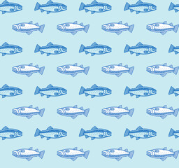 Trout Vector, Fish Vector, Trout Outline, Trout Fishing, Fish Pattern, Fish Seamless Pattern, Trout Pattern, Fresh Water Fish, Trout Illustration, Seafood Vector, Vector Illustration Background
