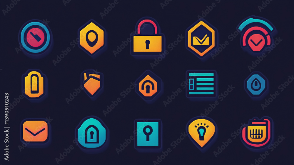 Aufkleber abstract ui icons set design for web app interface elements and mobile app vector graphic illustrati