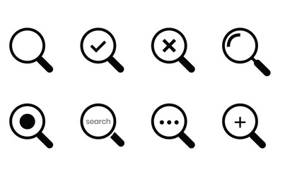Searching icon set, website searching icon set, magnifying search icons, vector