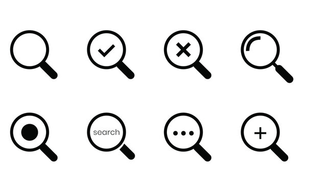 Searching icon set, website searching icon set, magnifying search icons, vector