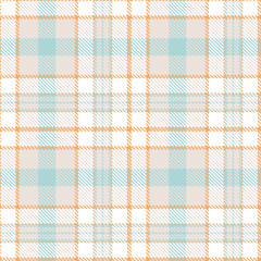 Pastel apricot Seamless Tartan with Metallic light grey accents Fabric Design