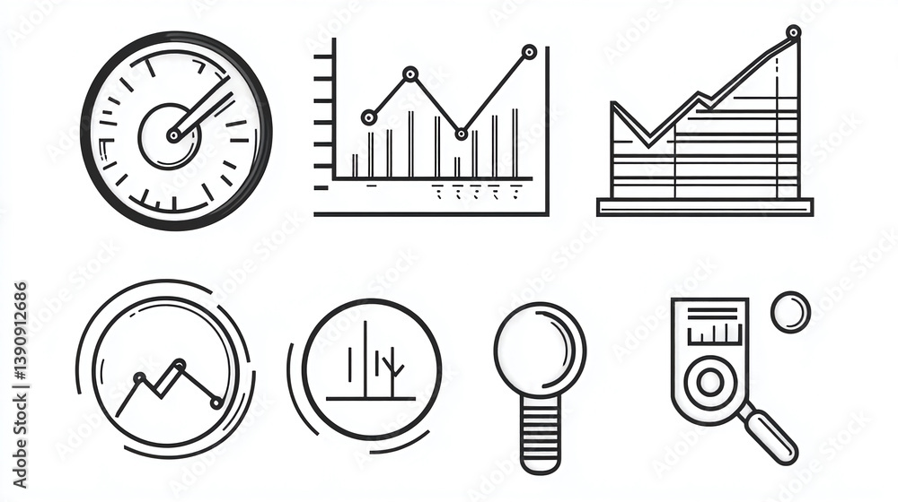 Poster business data analytics charts and graphs vector illustration for financial analysis and reporting t