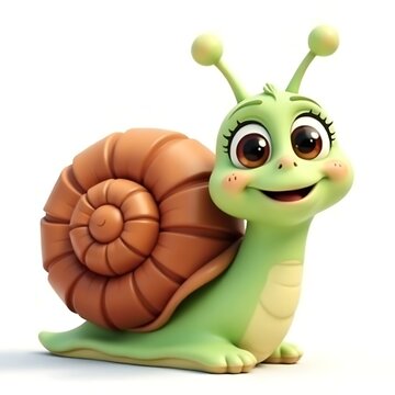 Adorable Cartoon Snail with a Big Smile &ndash; Cute, Colorful, and High-Quality Digital Illustration