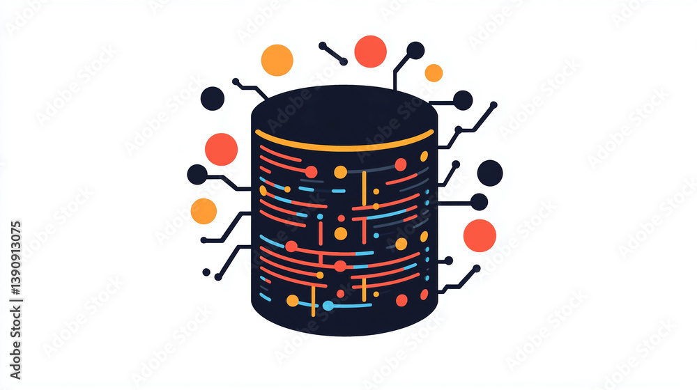 Poster data storage database server network technology cloud computing it infrastructure vector illustratio