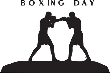 Boxing Day Black Silhouette in Vector on White Background | Holiday Shopping & Giving Illustration | Festive & Minimalist Design | Editable Graphic