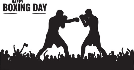 Boxing Day Black Silhouette in Vector on White Background | Holiday Shopping & Giving Illustration | Festive & Minimalist Design | Editable Graphic