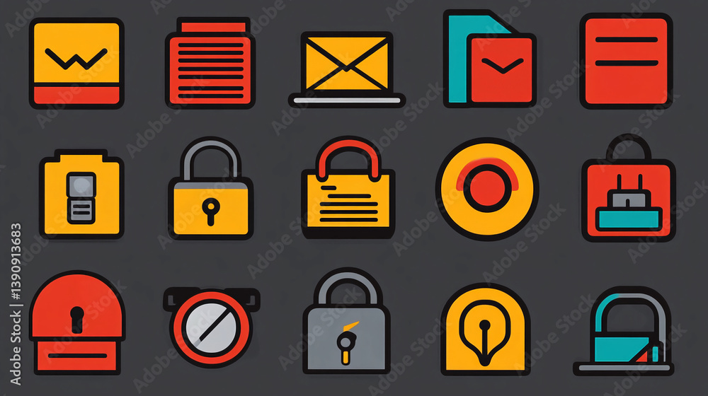 Poster vector icons set graphic design elements for business and web applications user interface design 100