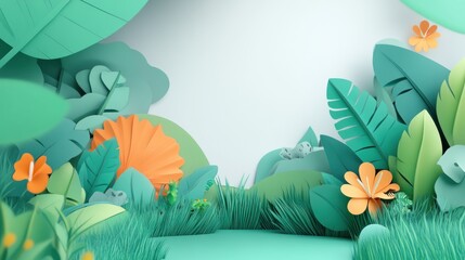 3D Paper Tropical Forest Scene