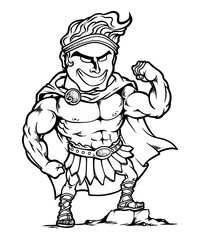 Muscular Figure Posing: A stylized, line art depiction of a strong figure, radiating power and confidence. With rippling muscles and a triumphant pose, this bold illustration captures strength.