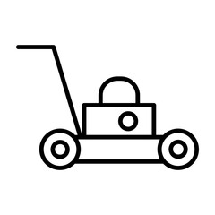 Lawn Mower Vector Line Icon Design