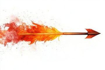 Illustration of an arrow with flames on a plain white background