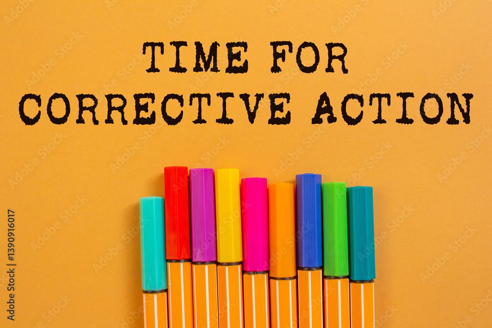 Leinwandbilder time for corrective action message written on orange background. conceptual time for corrective acti