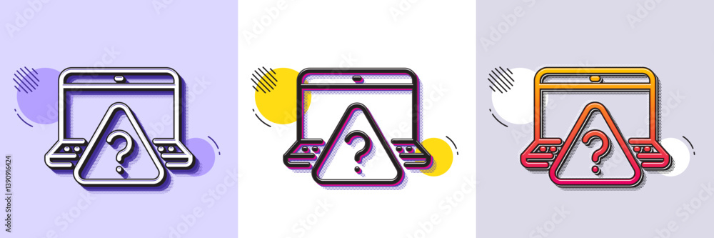 Poster online question line icon. halftone dotted pattern. gradient icon with grain shadow. quiz sign. outs