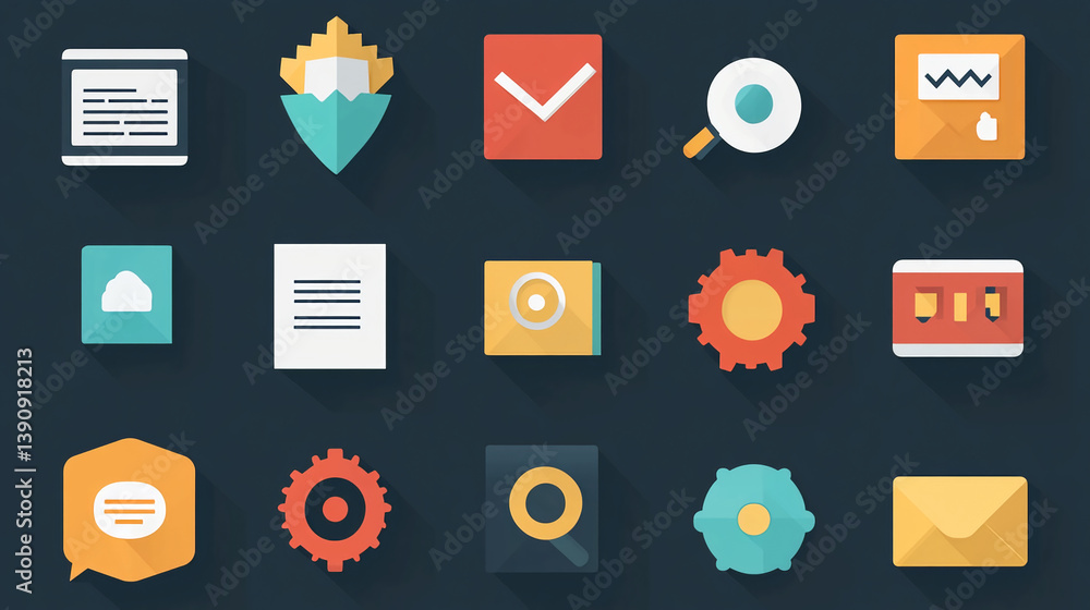 Poster flat design icons set for business and web development vector illustration graphic resource collecti