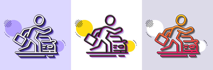 Car rental line icon. Halftone dotted pattern. Gradient icon with grain shadow. Taxi service sign. Business transport symbol. Line car rental icon. Various designs. Vector