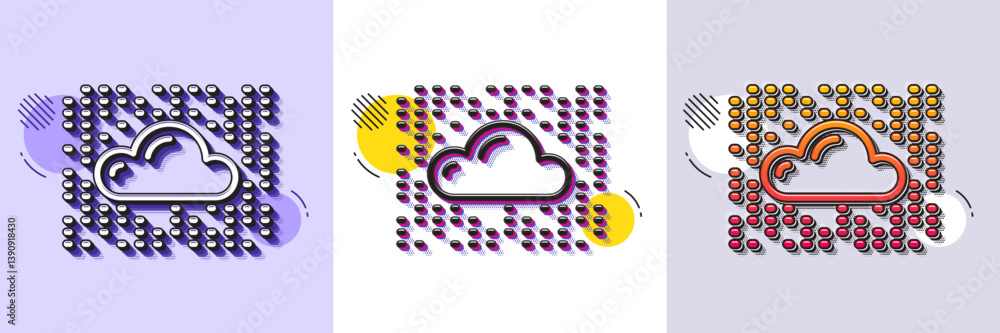 Poster cloud computing system line icon. halftone dotted pattern. gradient icon with grain shadow. internet