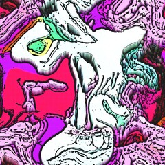 Modern marbled boho seamless pattern. Funky wavy fashion background design. Painterly swirl effect for summer retro 80s vibes.