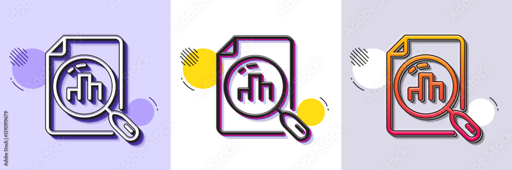 Poster analytics graph line icon. halftone dotted pattern. gradient icon with grain shadow. column chart si