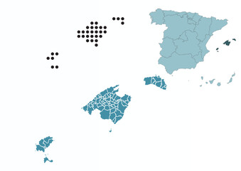 Obraz premium Set maps of Balearic Islands province