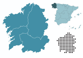 Obraz premium Set maps of Galicia province