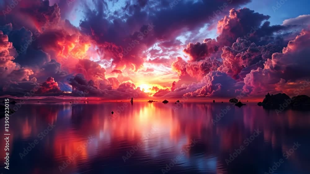 Poster abstract digital landscape with surreal elements, merging reality and imagination in a captivating s