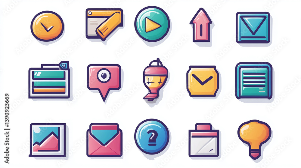 Poster vector ui interface design elements icons set for app website development graphic user interface but
