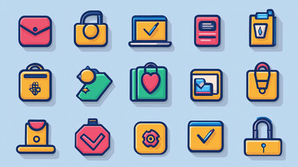 Vector icon set illustration of business elements and objects for ui design and web development use