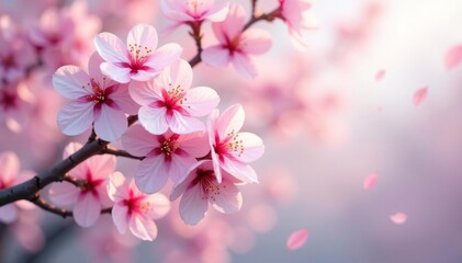 Obraz premium Abundant sakura, overlapping blooms, soft pastel palette, pattern, sakura bloom, japanese design