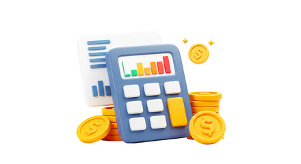 Calculator finance money investment accounting budget currency economy wealth savings earnings income cost 3d