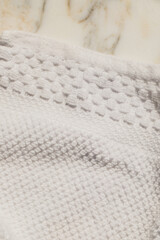 close up of white patterned cotton bath towel