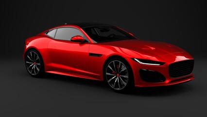 Red sportcar on grey background