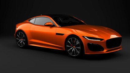 Orange sportcar on grey background