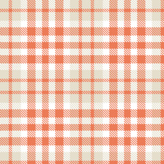 Plaid pattern seamless. Vivid dark peach & Pastel white Tartan Fabric Design. 