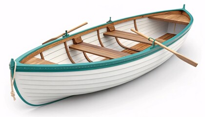 Obraz premium wooden rowboat with teal trim