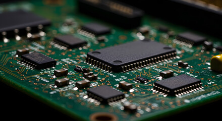 close up of computer circuit board