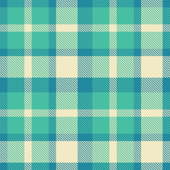 Warm teal blue Seamless Tartan with Pastel turquoise accents Fabric Design