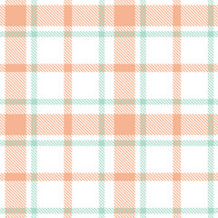 Timeless Seamless Tartan featuring Highland white and Rustic pale salmon Fabric Design
