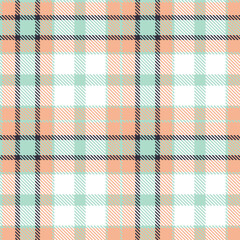 Timeless Seamless Tartan featuring Pastel pale aqua and Highland pale salmon Fabric Design