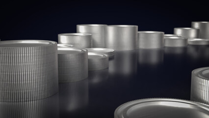 The Silver coins for Business concept 3d Rendering.