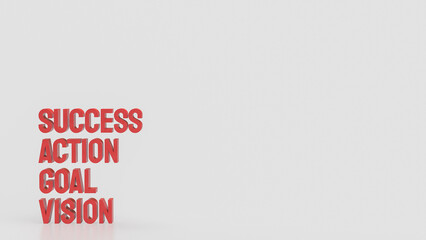 The Success text for Business concept 3d Rendering.