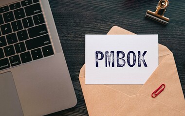 There is word card with the word PMBOK. It is as an eye-catching image.
