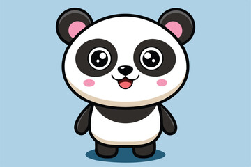 Cute baby panda cartoon illustration with bamboo in a fun and playful design.