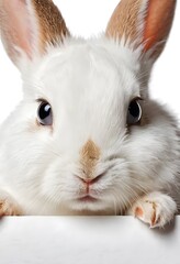 Obraz premium cute fluffy Lop-eared rabbit resting on white background. Pets