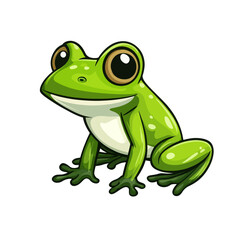 Obraz premium Minimal flat modern illustration features a cute green frog character with a smile