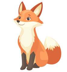 Obraz premium Character of a fox that is orange and cute, presented with a smiling face in a modern flat art style