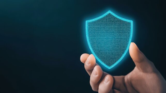 A hand touches a bright shield icon on a phone screen, highlighting the need for strong digital security in todays tech world.