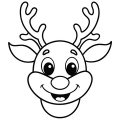 Cute cartoon reindeer  vector illustration of a white baby reindeer, a mammal like a deer, coloring page  art for reindeer holiday fun