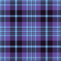 Deep sky blue Seamless Tartan with Muted blurple accents Fabric Design